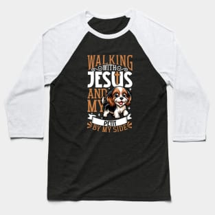 Jesus and dog - Petit Basset Griffon Vendéen Baseball T-Shirt